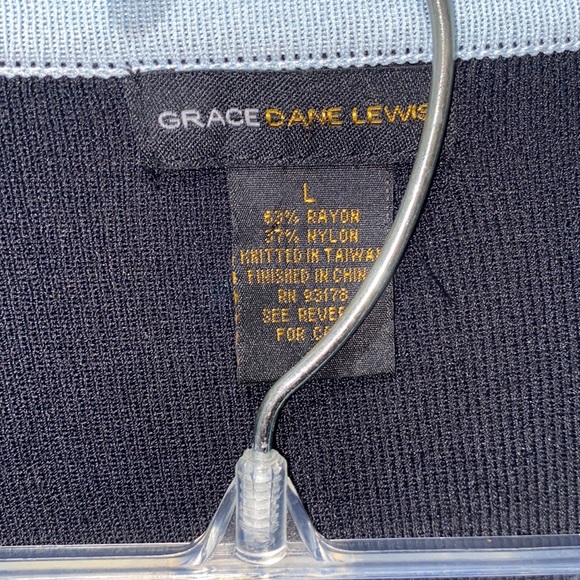 GRACE DANE LEWIS BLACK/BLUE TRIM SWEATER PANT SUIT SZ L - Picture 5 of 12